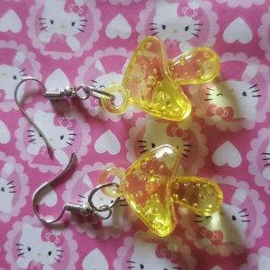 light yellow mushroom earrings